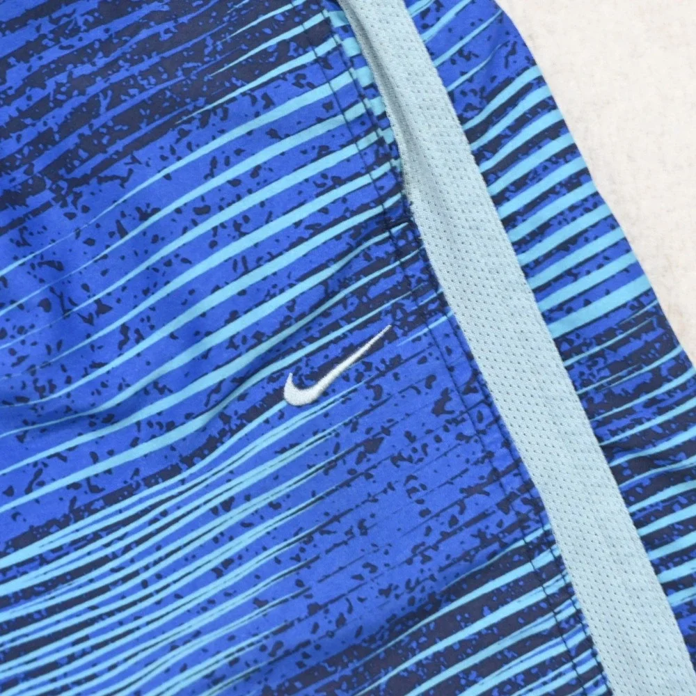 Nike Swim Trunks Men M Blue Striped Mesh Lined Board Shorts 9